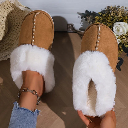 VINCI-V Women's Cozy Faux Fur Slippers with Memory Foam Comfort & Non-Slip Design