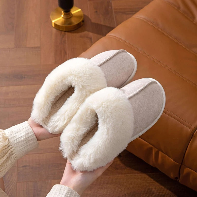 VINCI-V Women's Cozy Faux Fur Slippers with Memory Foam Comfort & Non-Slip Design