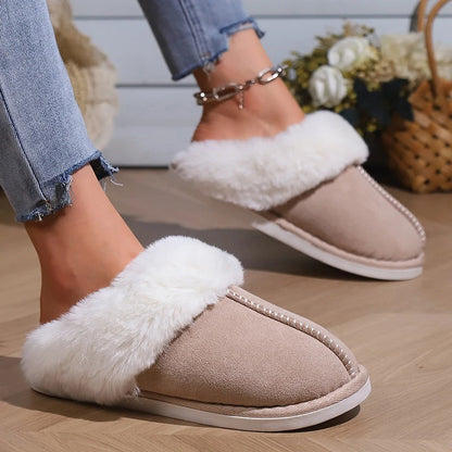 VINCI-V Women's Cozy Faux Fur Slippers with Memory Foam Comfort & Non-Slip Design