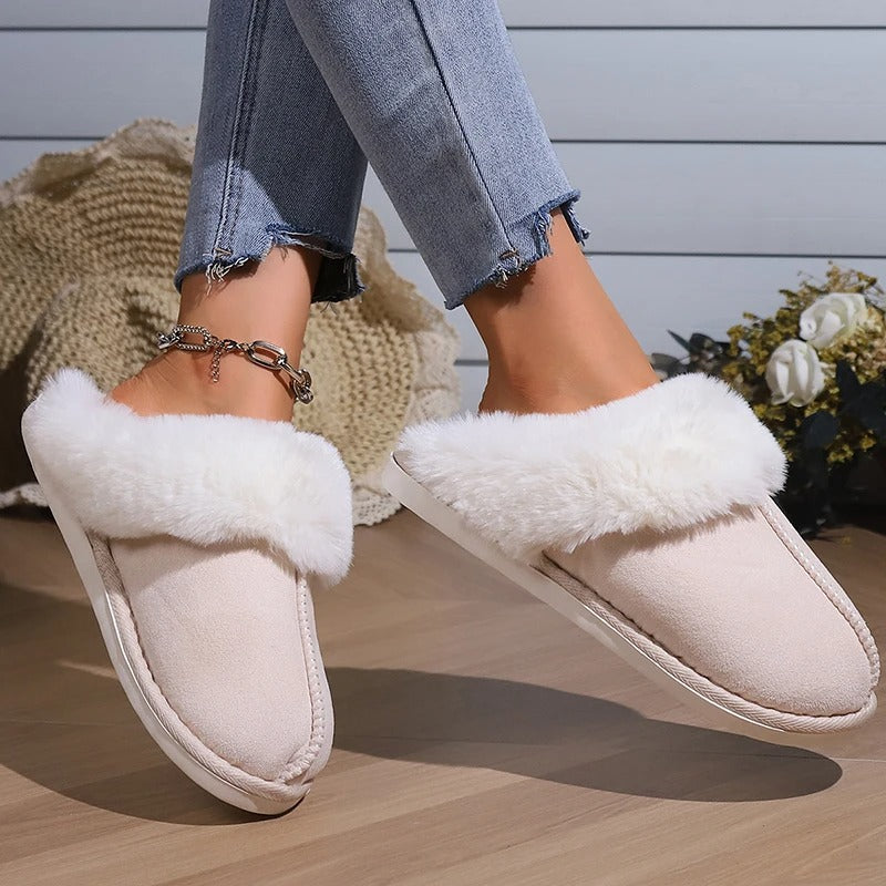 VINCI-V Women's Cozy Faux Fur Slippers with Memory Foam Comfort & Non-Slip Design