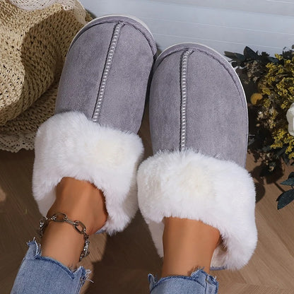 VINCI-V Women's Cozy Faux Fur Slippers with Memory Foam Comfort & Non-Slip Design