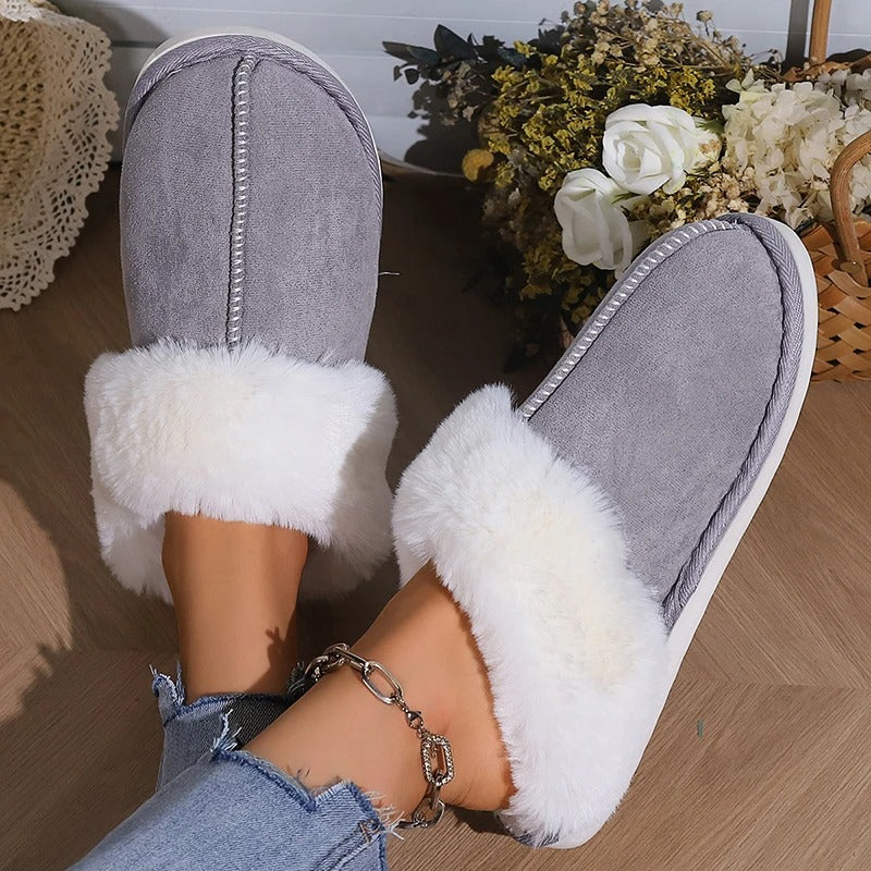 VINCI-V Women's Cozy Faux Fur Slippers with Memory Foam Comfort & Non-Slip Design